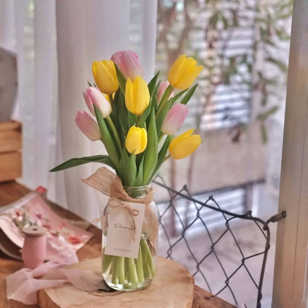 Mixed Color Tulips in Jar 3