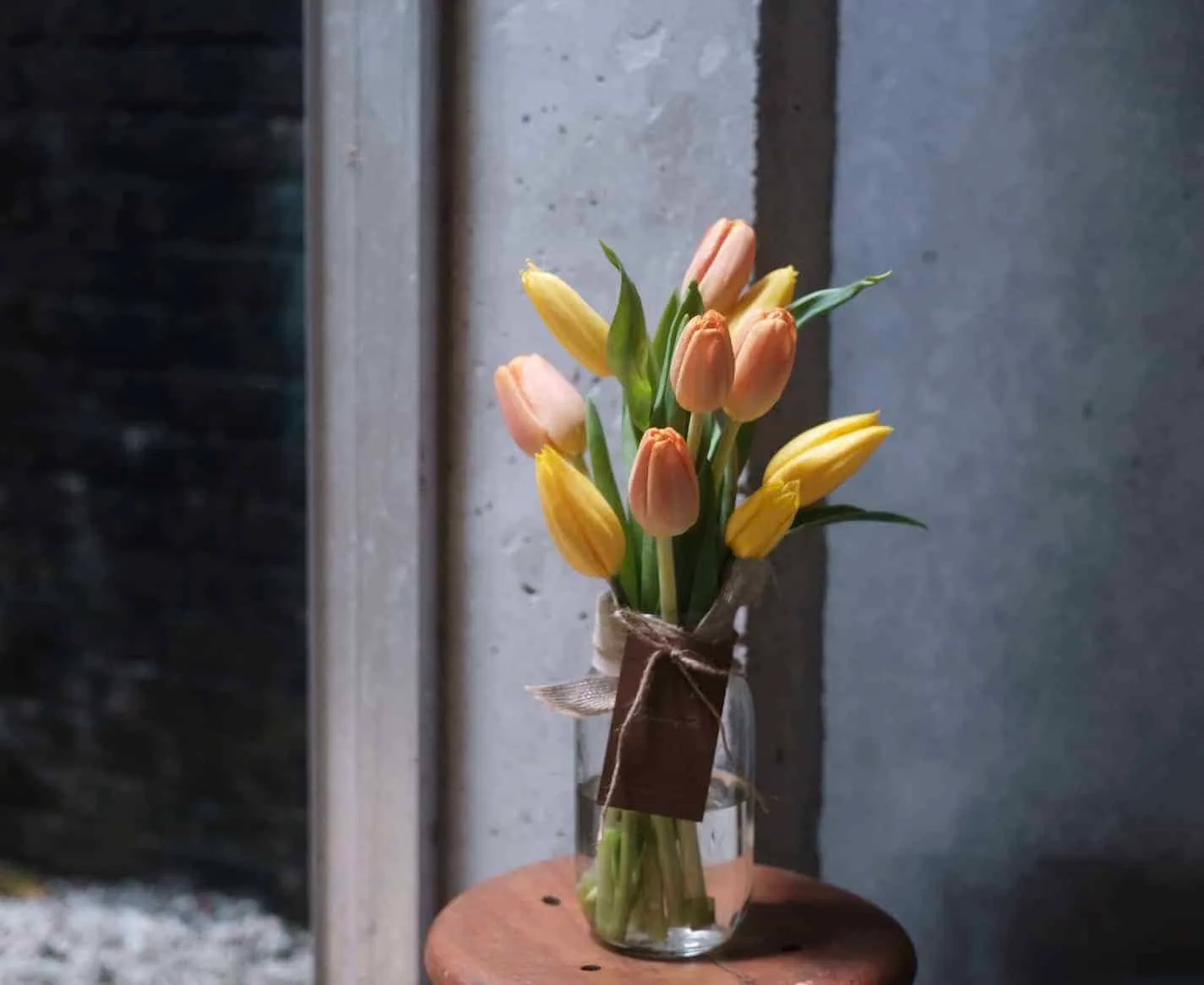 Mixed Color Tulips in Jar 1