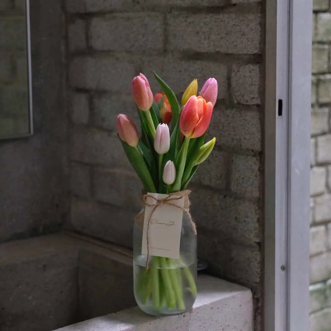Colourful Tulips in jar 2